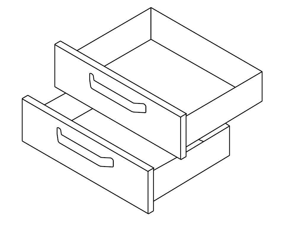 Modular 2x lade 22,5 cm hoog voor 80 cm kabinet