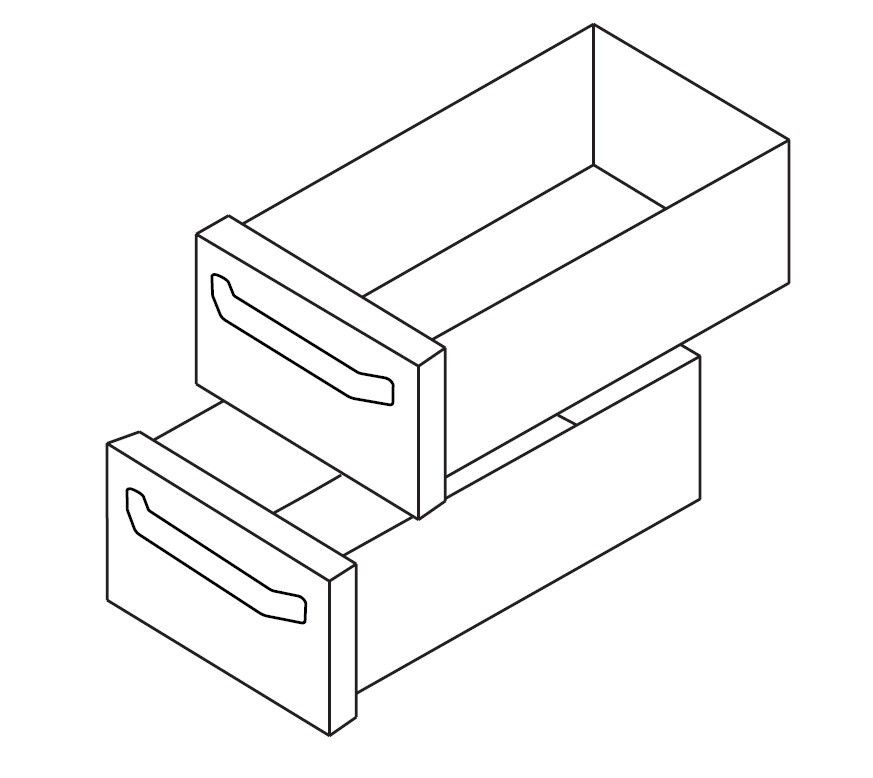 Modular 2x lade 22,5 cm hoog voor 40 cm kabinet
