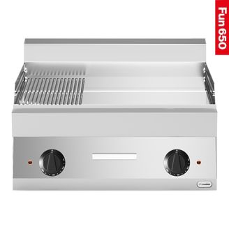 Modular Fun 650 700 mm elektrische bakplaat glad-geribbeld chroom