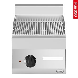 Modular Fun 650 400 mm elektrische bakplaat geribbeld chroom