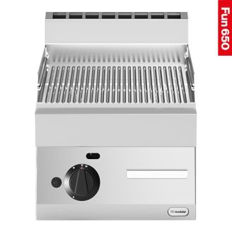 Modular Fun 650 400 mm gas bakplaat geribbeld chroom aardgas